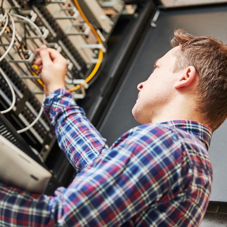 network engineer admin works with server equipment